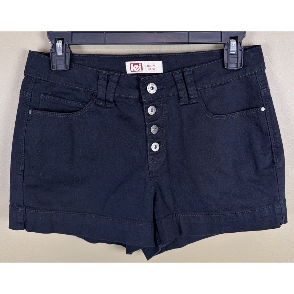 Y2K LEI Tatum High Rise Shorts Denim Black Size 9 Juniors Button Fly